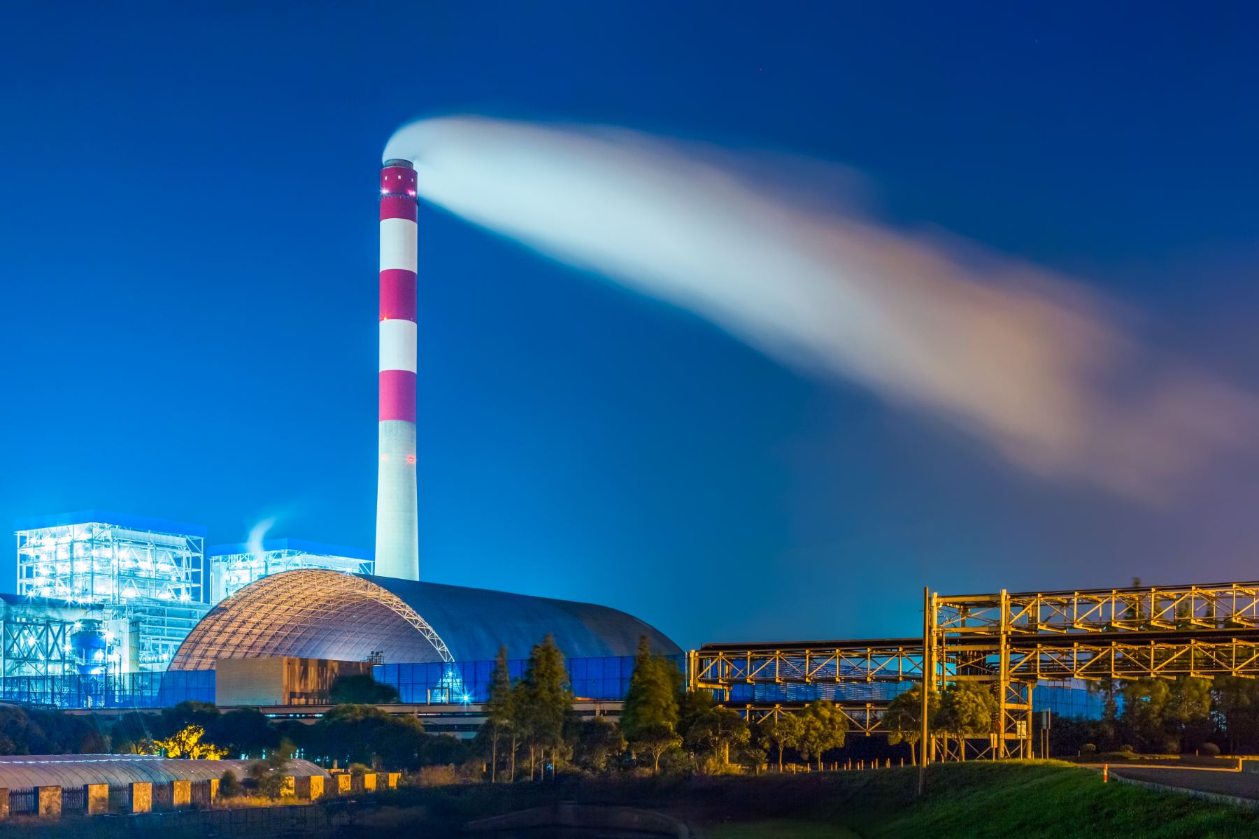 Thermal power plant at night