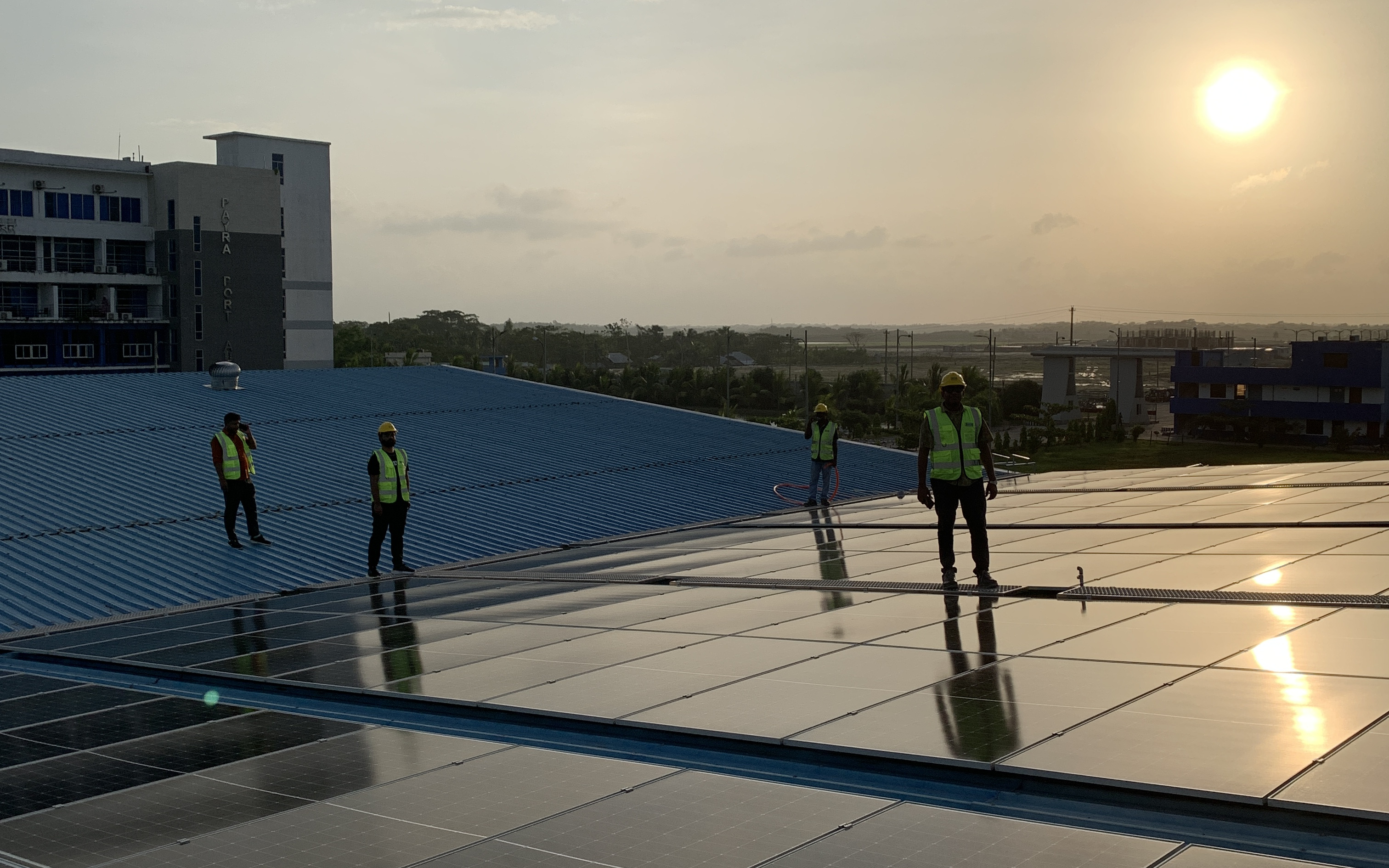 Engineers on the array at Payra Port Authority